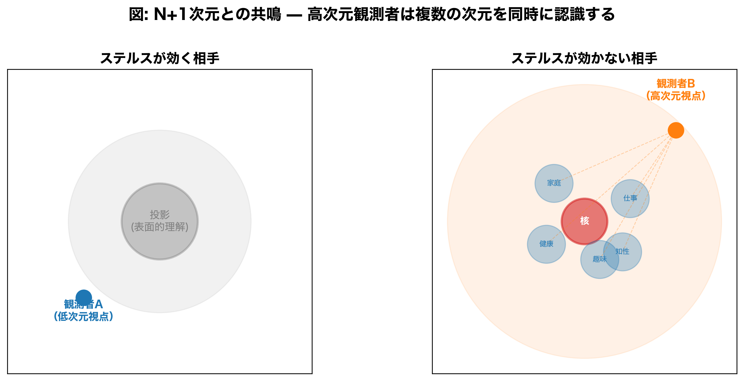共鳴：高次元観測者は複数の次元を同時に認識する